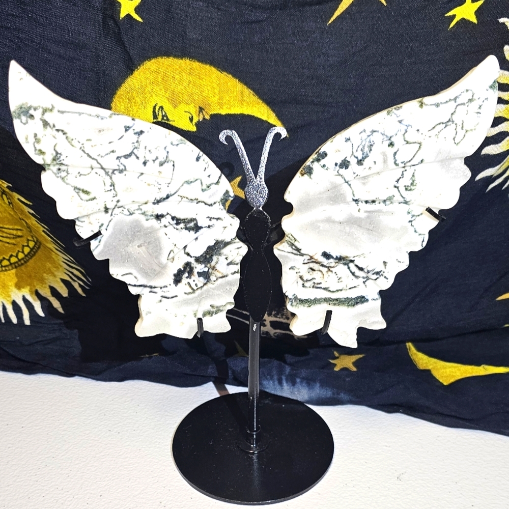 Moss Agate Butterfly Sculpture